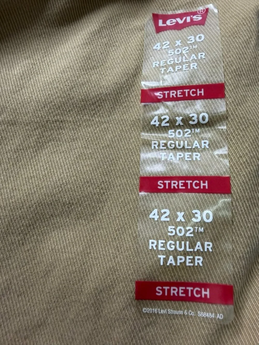 Levi's 502 Jeans Men's 42x30 Khaki Regular Taper Warp Stretch NWT 29507-0106